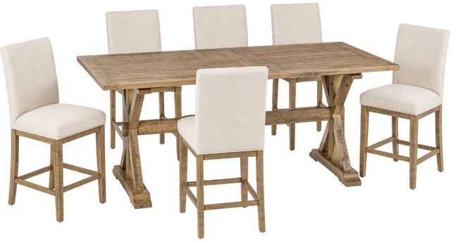Jofran Inc. Carlyle Crossing 7-Piece Brown Trestle Counter Dining Table Set-0