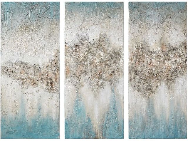 Olliix by Madison Park Blue Set of 3 Blue Luminous Hand Painted Canvas-0
