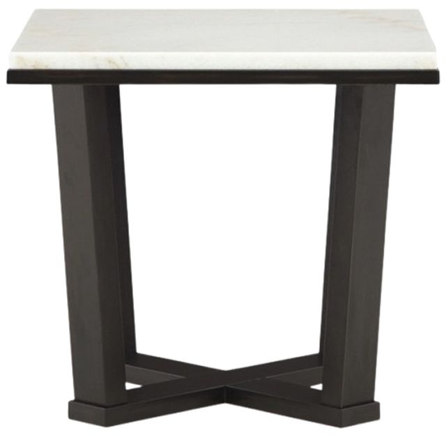 American Wholesale Furniture Stephen Marble Top End Table with Black Base-1
