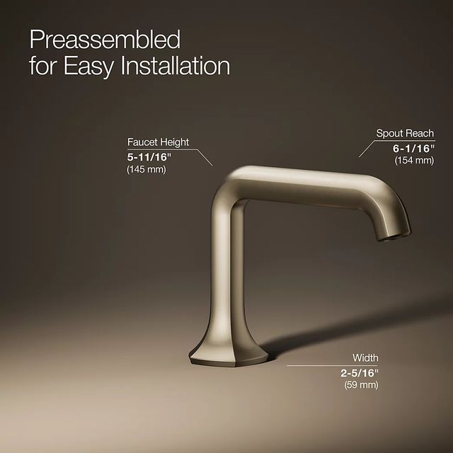 KOHLER® Occasion® Vibrant Brushed Bronze Bathroom Sink Faucet Spout with Straight Design-4