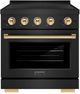 ZLINE Autograph Edition Paramount 30" Black Stainless Steel Pro Style Induction Range with Polished Gold Accents-0