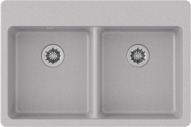 Elkay Quartz Classic® Graystone 33" x 22" x 5-1/2" Double Bowl Drop-In ADA Sink with Perfect Drain®-1