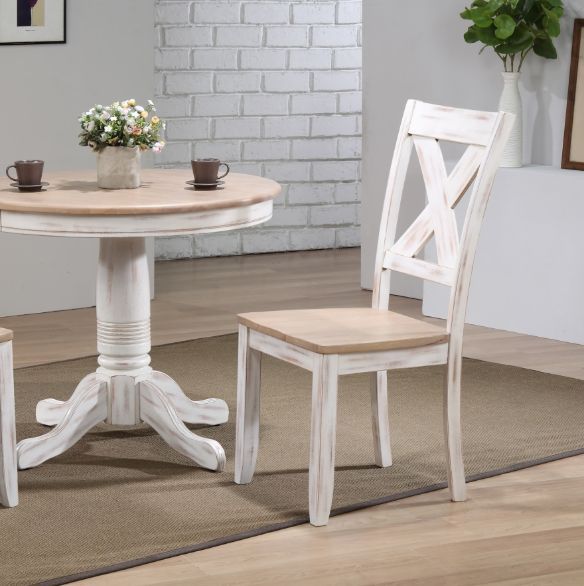 Winners Only® Prescott Brown/White X-Back Dining Side Chair-1