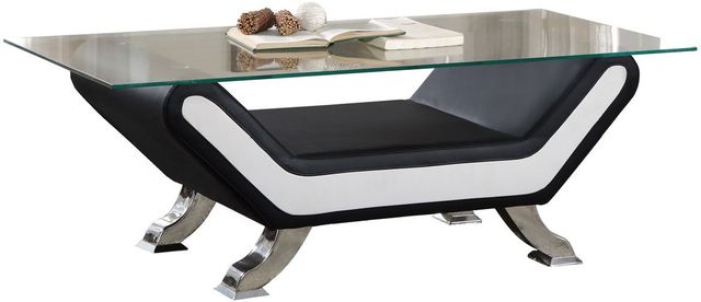 Homelegance® Veloce Glass Top Cocktail Table with Black and Chrome Base -0