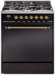 Ilve® Nostalgie II Series 30" Glossy Black Pro Style Dual Fuel Range-0