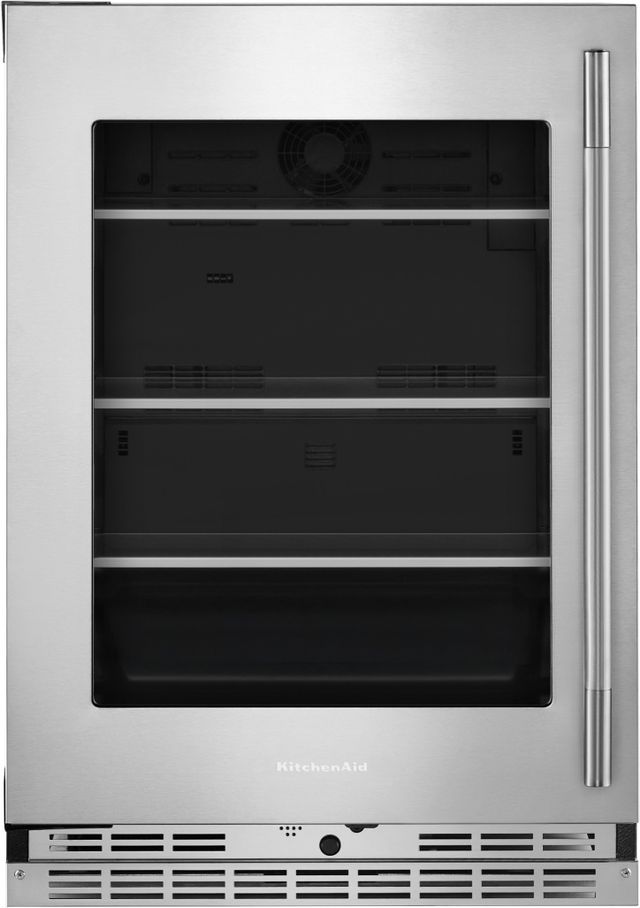 KitchenAid® 24" 5.2 Cu. Ft. PrintShield™ Stainless Finish Beverage Center with Glass Door-0