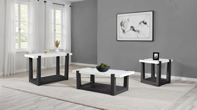 Furniture of America® Sundbry White End Table with Black Base-1