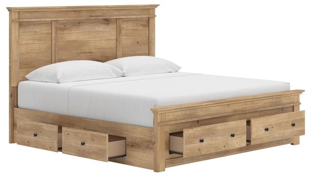 Signature Design by Ashley® Makidern Tan King Panel Storage Bed with 4-Drawer-4