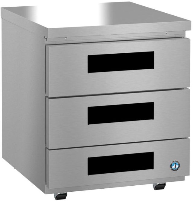 Hoshizaki Steelheart® 27" 6.21 Cu. Ft. Stainless Steel Single Section Undercounter Low Profile Refrigerator with 3-Stainless Drawers-1