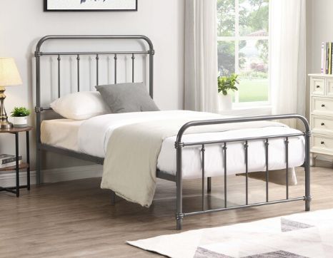Milton Greens Stars Dark Gray Twin Full Metal Farmhouse Classic Platform Bed-1