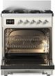 Ilve® Majestic III 30" Antique White Pro Style Dual Fuel Liquid Propane Range with Triple Glass Door with Chrome Trim-2