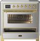 Ilve® Majestic III 36" Stainless Steel Pro Style Induction Range with Triple Glass Door and Brass Trim-3