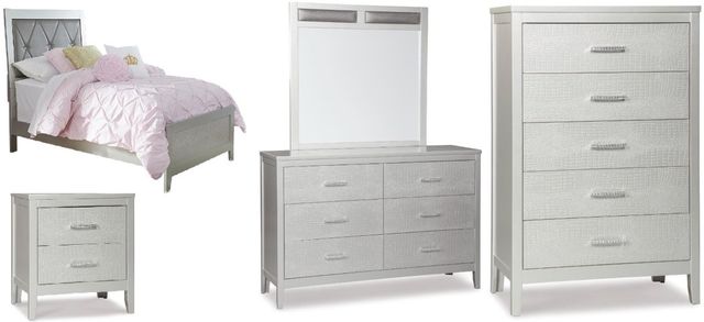 Signature Design by Ashley® Olivet 5-Piece Silver Twin Panel Bed Set-0