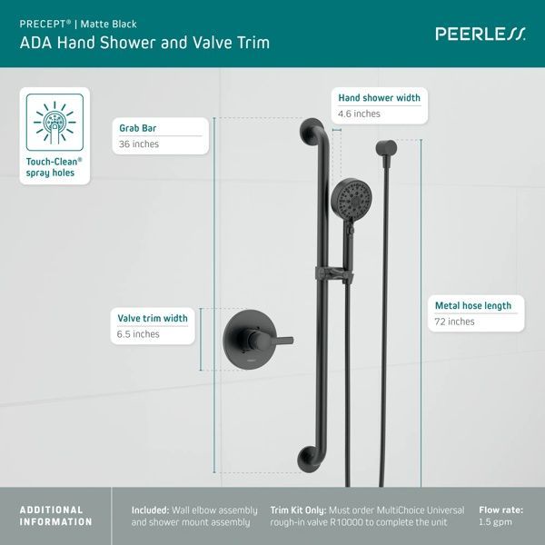 Peerless Precept® Matte Black Valve Only and Hand Shower-3