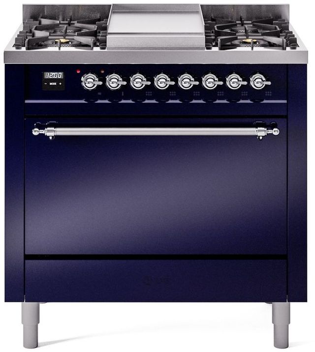 Ilve® Nostalgie II Series 36" Midnight Blue Pro Style Dual Fuel Range-0