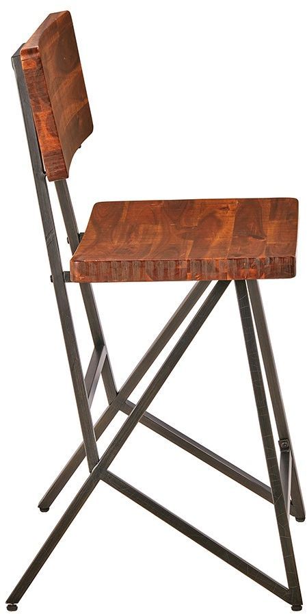Olliix by INK+IVY Reclaimed Wood/Gun Metal Trestle Counter Stool-3