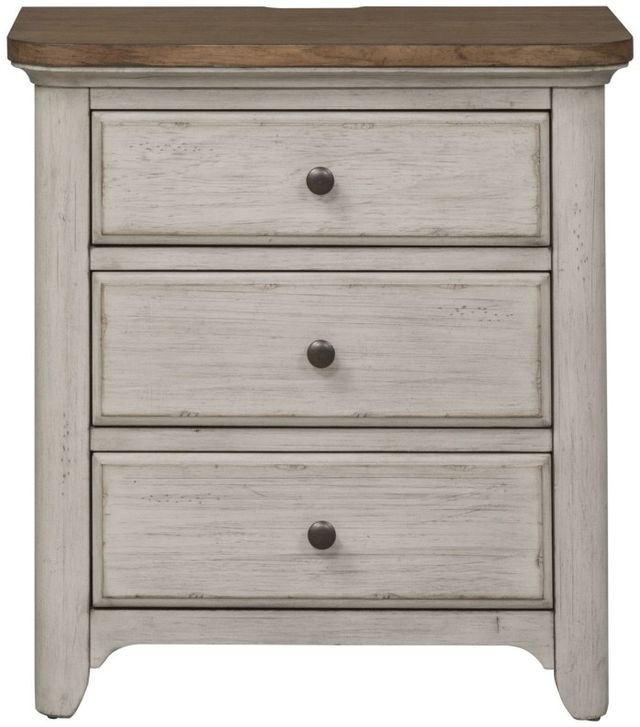 Liberty Furniture Farmhouse Reimagined Antique White/Chestnut Nightstand with Charging Station-2