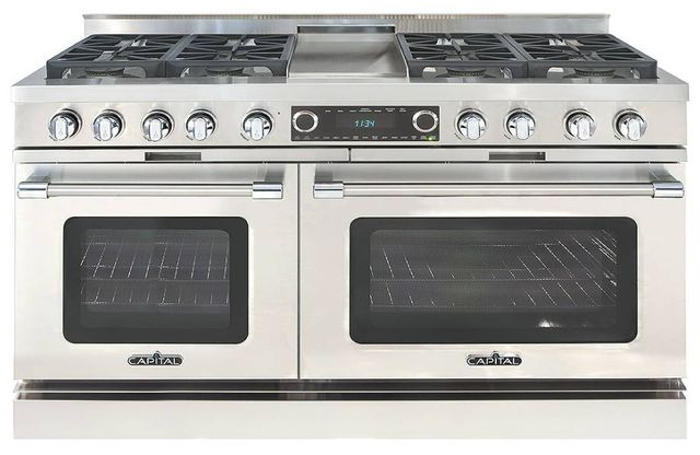 Capital Cooking™ Grand Chef 60" Stainless Steel Sealed Burner Pro Style Dual Fuel Range with Griddle-0