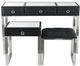 A & B Home Black Velvet/Sliver Console Table And Stool Set-0