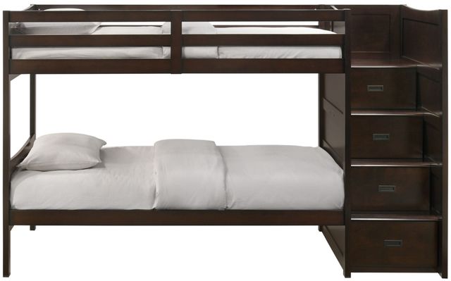 Elements International Sami Espresso Youth Twin Over Twin Step Bunk Bed with Right Headboard-2