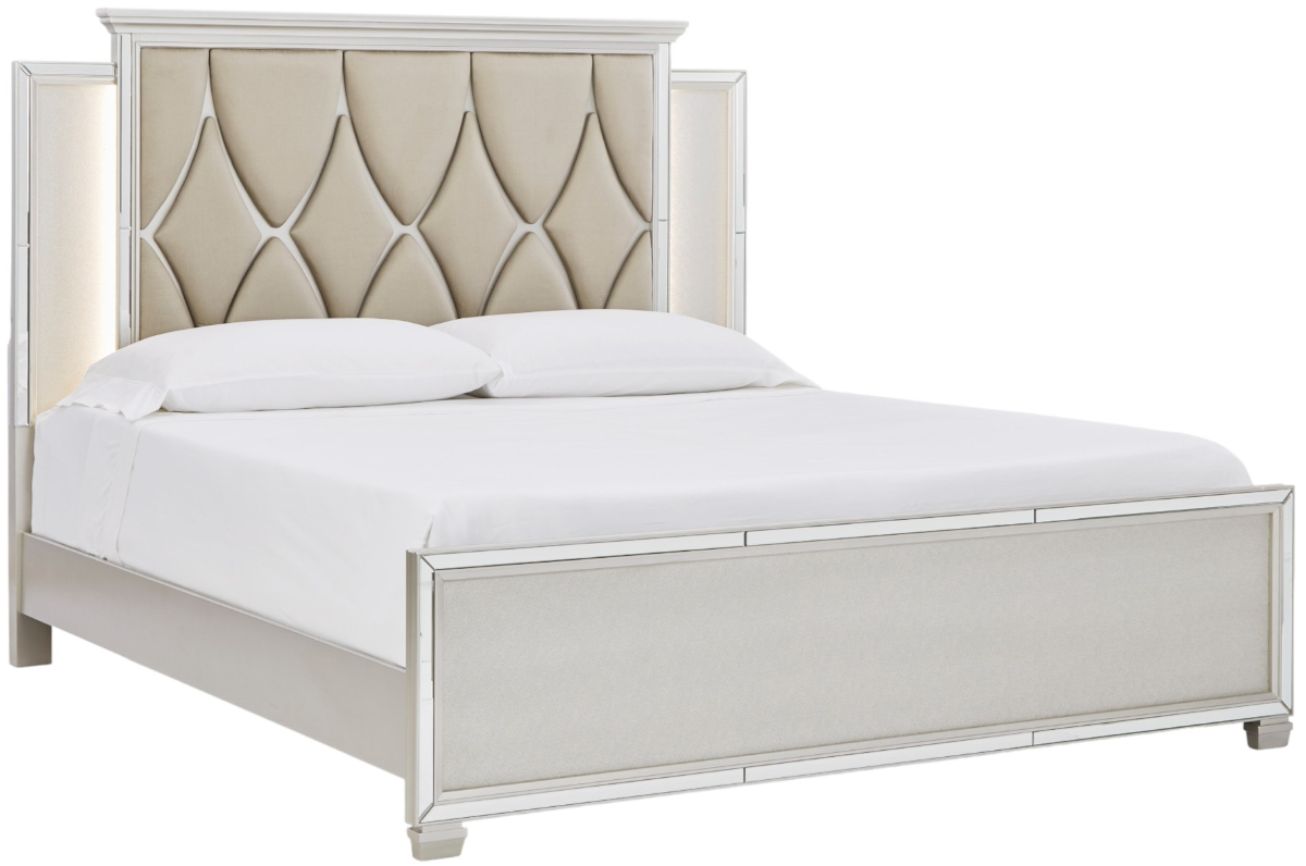 Signature Design by Ashley® Lindenfield 5-Piece Silver California King Upholstered Panel Bed Set