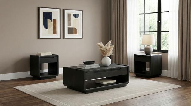 Coaster® Leandro 3-Piece Burnished Black Coffee and End Table Set-1
