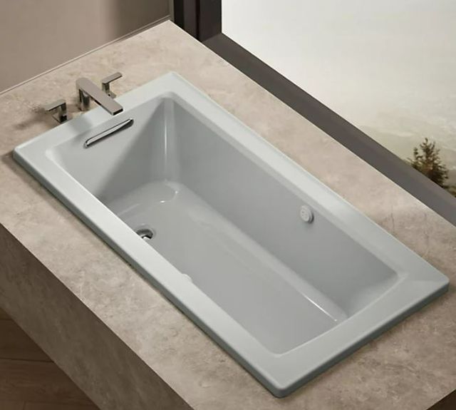 KOHLER® Archer® Ice Gray 60" x 30" Drop-In Heated BubbleMassage™ Air Bath with Bask® Heated Surface-1
