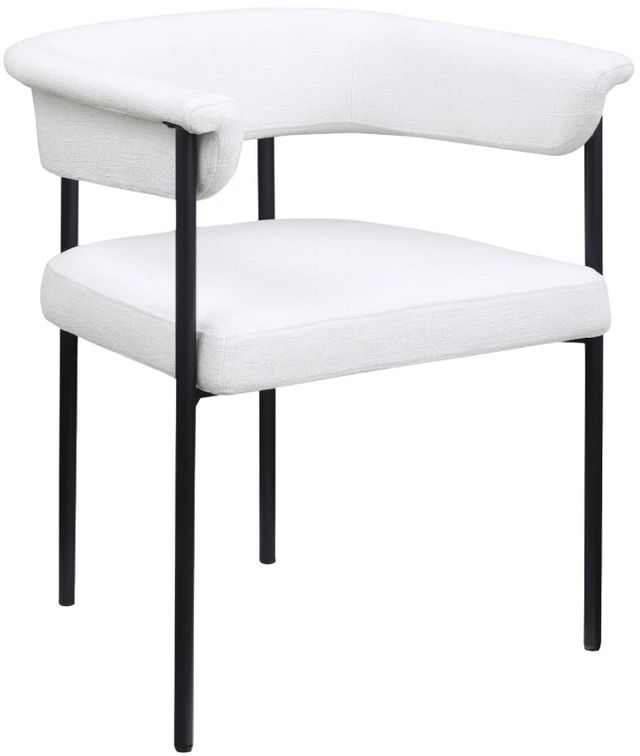 Meridian Furniture Malin Cream Linen Textured Upholstered Dining Arm Chair-0