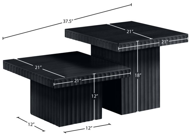 Meridian Furniture Spencer 2-Piece Black Square Occasional Table Set-3