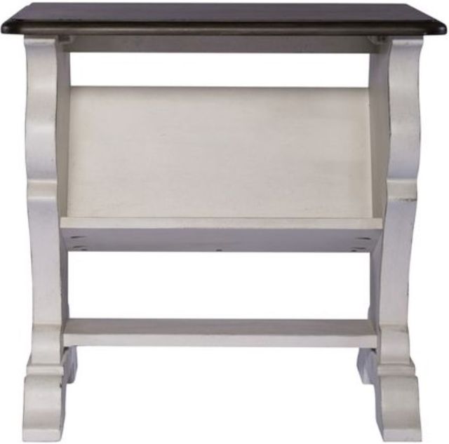 Liberty Furniture Abbey Road Churchill Brown Chairside Table with Porcelain White Base-2