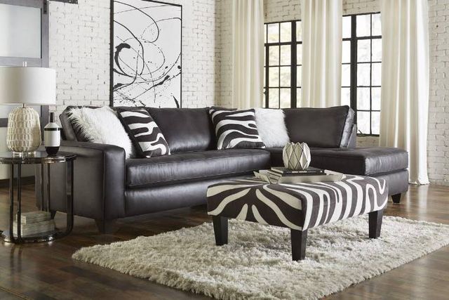 Inspired Home 2227 2-Piece Crow Black L-Shape Sectional and Chaise-1