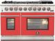 FORNO® Capriasca 48" Stainless Steel Pro Style Gas Range with Red Door-0