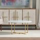 Crestview Collection Pembroke White Cocktail Table with Gold Base-1