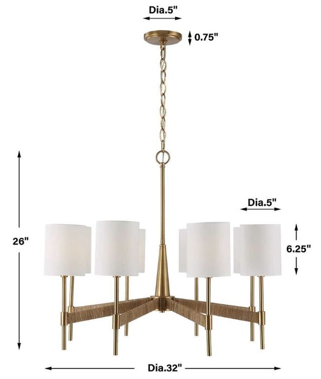Uttermost® Lautoka Warm Brass 8-Light Chandelier-2
