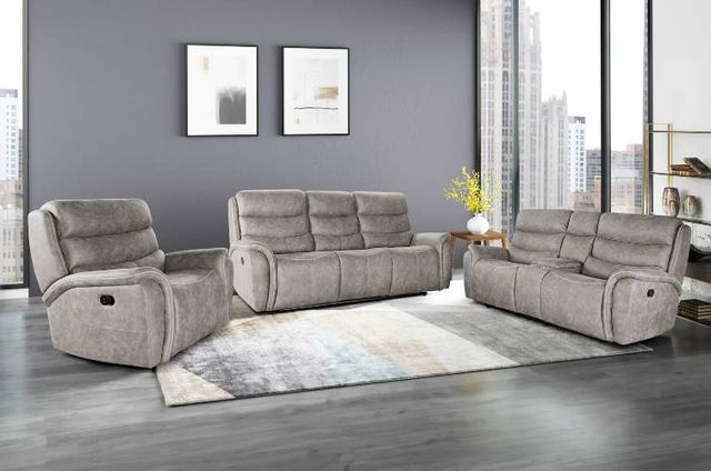 New Classic® Home Furnishings Kamari Gray Dual Manual Reclining Sofa-1