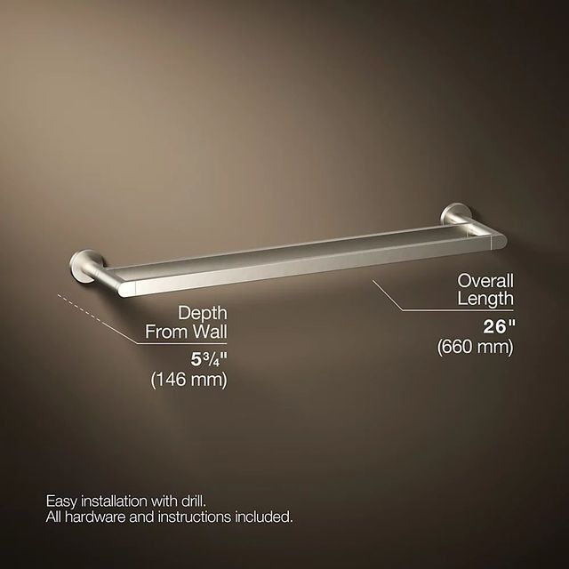 KOHLER® Composed® Vibrant Brushed Nickel 24" Double Towel Bar-2
