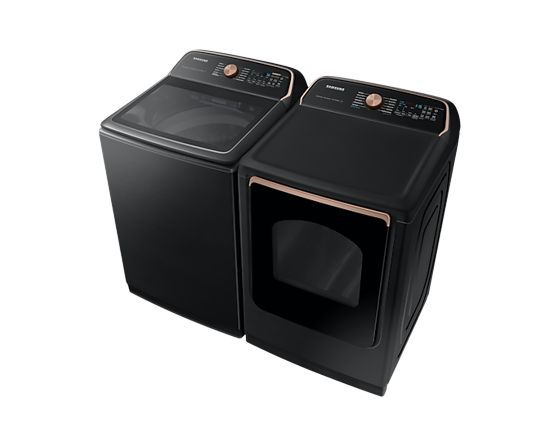 Samsung 7550 Series Black Stainless Steel Top Load Washer & Electric Dryer Laundry Pair-3