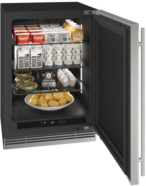 U-Line®  Home Collection 24" 5.1 Cu. Ft. Stainless Steel Refrigerator with Solid Door-1