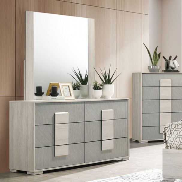 Furniture of America® Lincolt 4-Piece Stone Gray/White Wash Queen Bedroom Set-3