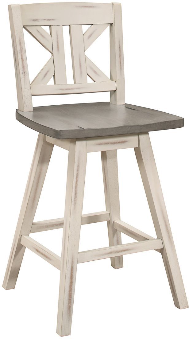 Mazin Furniture Amsonia Distressed Gray/White Gray Swivel Bar Chair-0