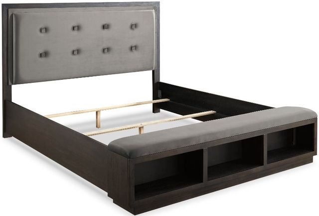 Signature Design by Ashley® Hyndell 6-Piece Dark Brown King Upholstered Panel Bed Set-1