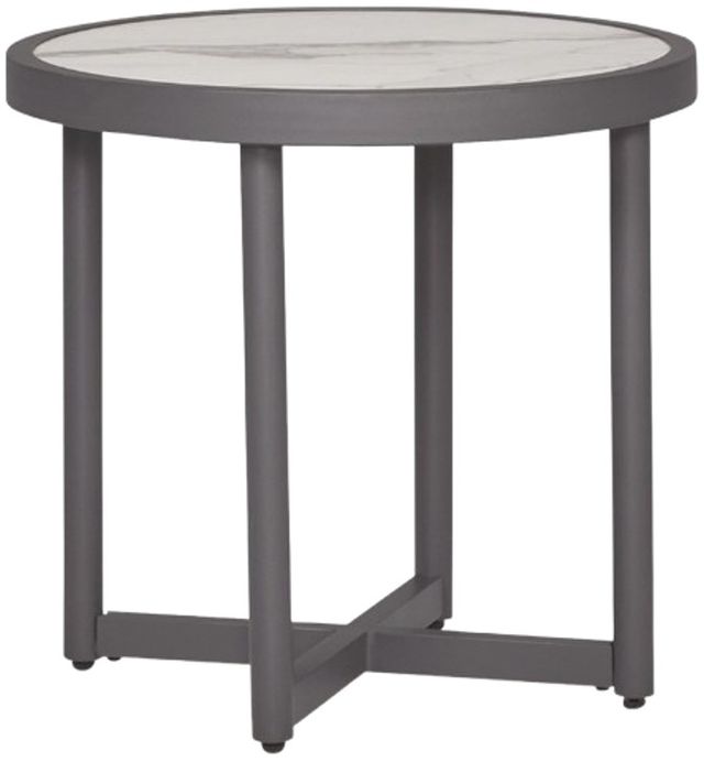 Signature Design by Ashley® Ocean Beach Gray Aluminum/Stone Outdoor End Table-0