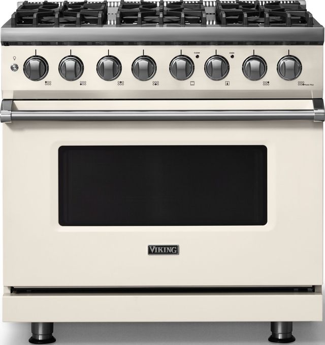 Viking® 5 Series 36" Pure White Pro Style Dual Fuel (LP) Range with Polished Chrome Trim-0