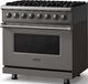 Viking® 5 Series 36" Damascus Gray Pro Style Dual Fuel (LP) Range with Polished Chrome Trim-3