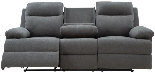 Signature Design by Ashley® Side-Swipe Charcoal Manual Reclining Sofa with Drop Down Table-4