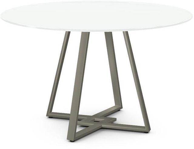 Amisco Customizable Dirk 48" White Glass Top Round Table-0