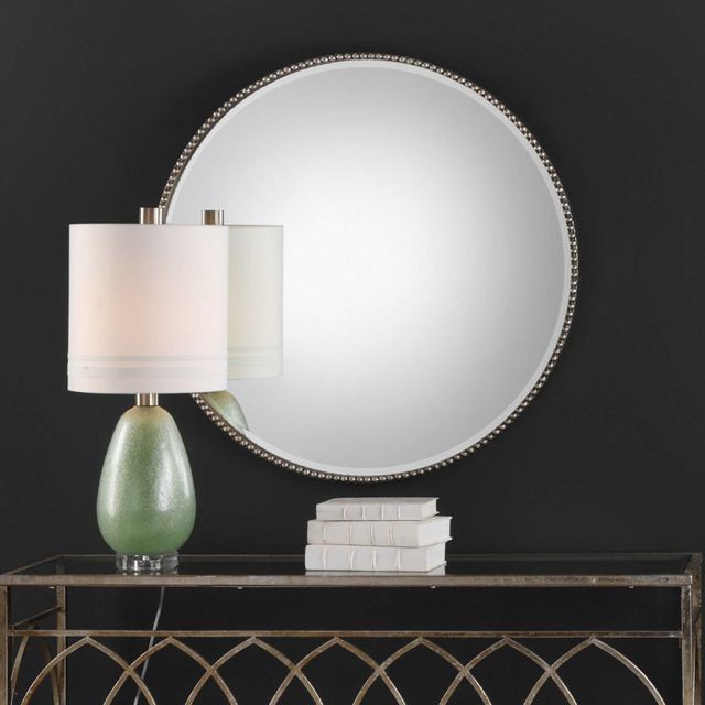 Uttermost® Stefania Antiqued Silver Leaf Round Mirror-1