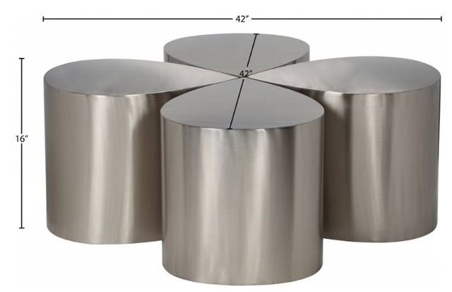 Meridian Furniture Petal 4-Piece Silver Coffee Table Set-3