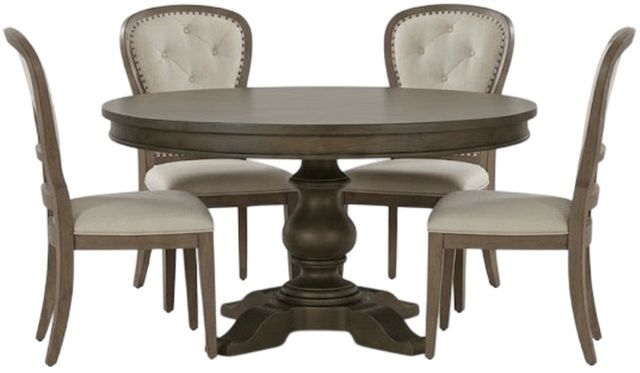 Liberty Furniture Americana Farmhouse 5-Piece Beige/Dusty Taupe Optional Pedestal Dining Set-0