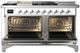 Ilve® Majestic III 60'' White Pro Style Dual Fuel Natural Gas Range with Solid Door and Chrome Trim-1